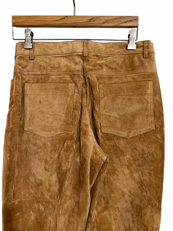Pantalones de pierna recta tiro medio gamuza tostada talla 10 Sutton Studio para mujer 30X29 Foto 4 de 4