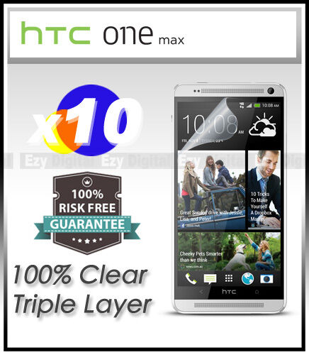 10 x Top Grade Ultra CLEAR Screen Protector Guard Film For HTC One Max - Picture 1 of 1