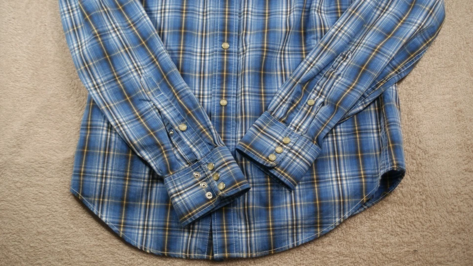 Camisa Ruehl Nº 925 Estilo Occidental Perla Snap Algodón Azul Cuadros M Vaquero Trabajo Foto 4 de 4