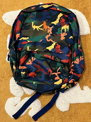 Polo Ralph Lauren Multi Color Camo Big Pony Backpack Size L New Rare