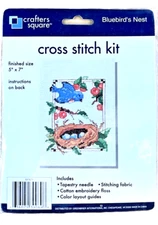 Stitchery Kit Crafter's Square 11-Count Cross Stitch BLUEBIRD'S NEST