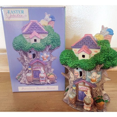 Vintage Easter Jubilee Porcelain Grocery Store Village House & Box K Mart
