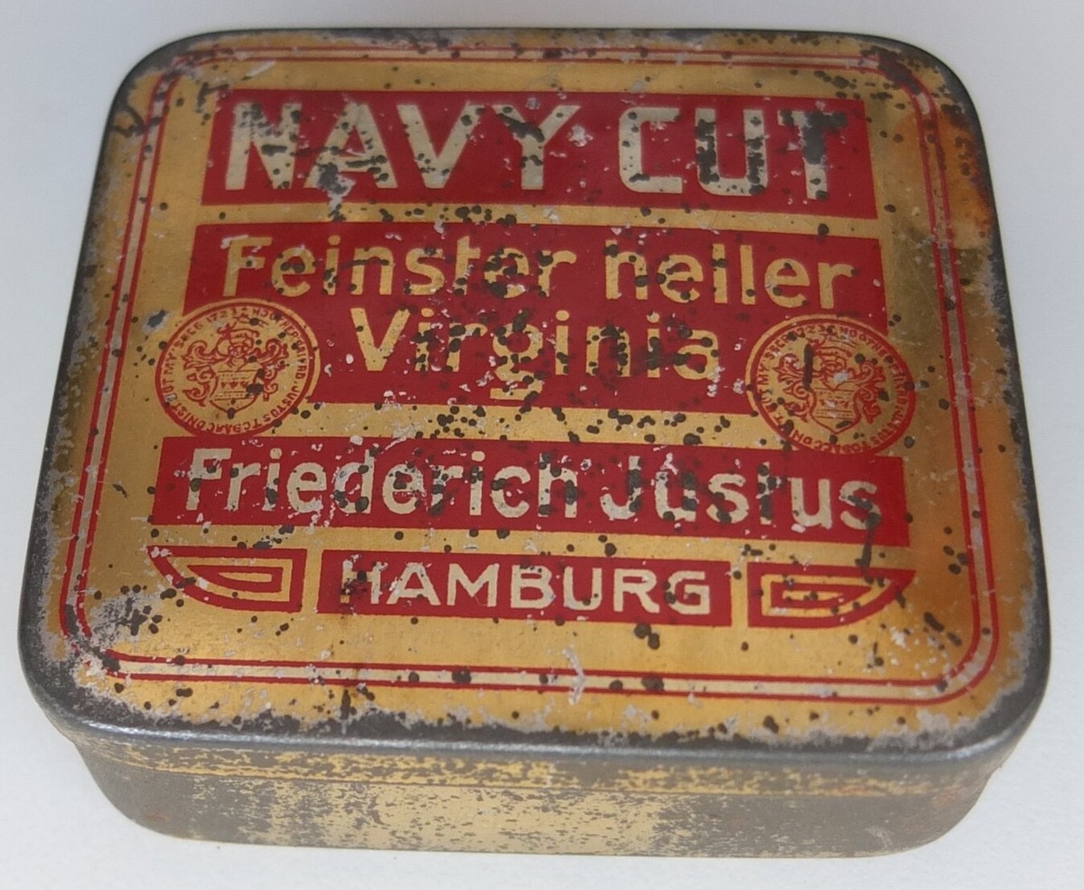 NAVY Cut Vintage German Tobacco Tin, Hamburg