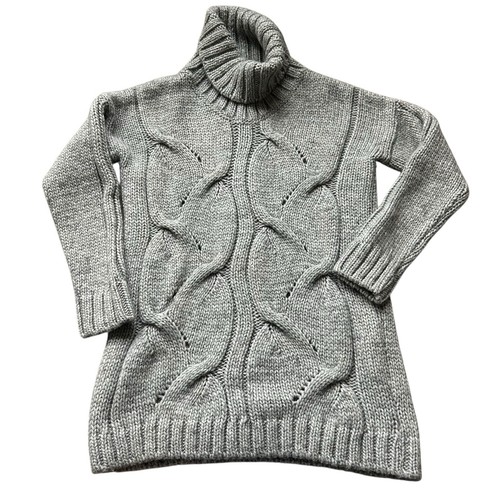 Elsamanda turtleneck cable knit sweater size medium thick chunky wool Fisherman - Picture 5 of 7