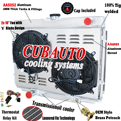 #ad 4 Rows Radiator Shroud Fan For 1967 1970 Ford Mustang Mercury Cougar XR7 $341.05