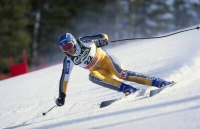 Audun Groenvold of Norway skies in the Mens Downhill Practice duri- Old Photo