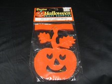 Vintage 80's Darice Halloween 9ft Flat Pumpkin Jack-O-Lantern Orange Garland NEW