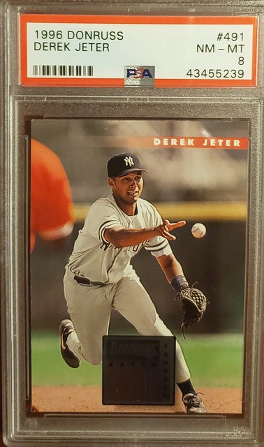 1996 Donruss 491 HOF Yankees DEREK JETER Rookie Baseball Card PSA 8 NM