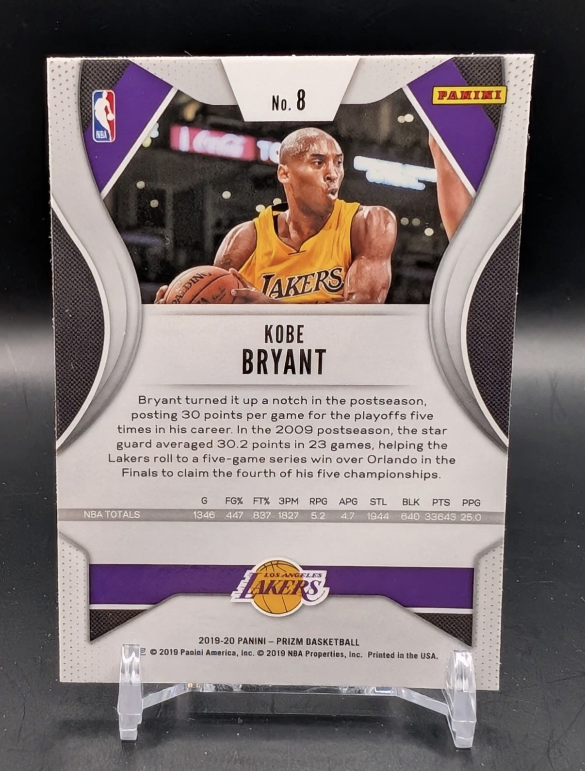 2019-20 Panini Prizm #8 Kobe Bryant Los Angeles Lakers