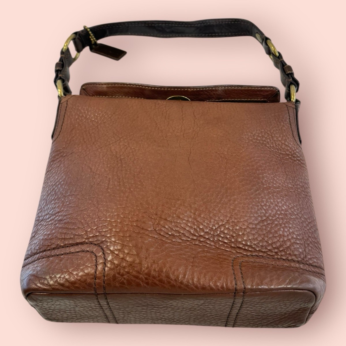 COACH Y2K Vintage Chelsea Brown Pebbled Leather Turnlock Hobo