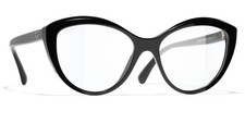 Chanel CH3464A C622 Black Cat Eye Optical Eyeglasses with Demo Lenses