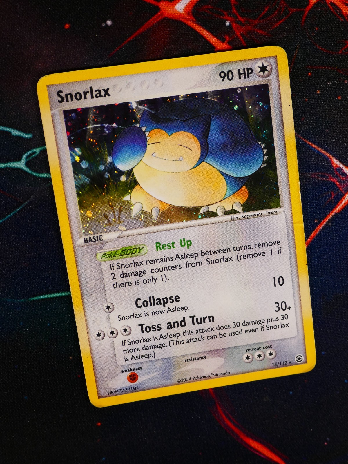 HP/Worn Pokemon SNORLAX Card EX FIRERED & LEAFGREEN Set #15/112 Holo Foil Rare
