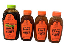 Honey Raw  Unfiltered 100 Pure Nate's Honey Lot of 4