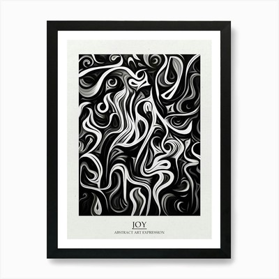 Joy Abstract Black And White 3 Post Framed Wall Art Poster Canvas Print Picture