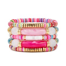 Colorful Bracelets For Women Multicolor Stackable Surfer Heishi Clay Bead Boho R