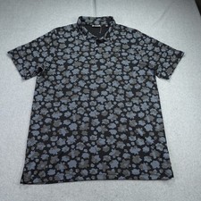 Travis Mathew Polo Shirt Mens XXL Black Floral Print Short Sleeve Golf