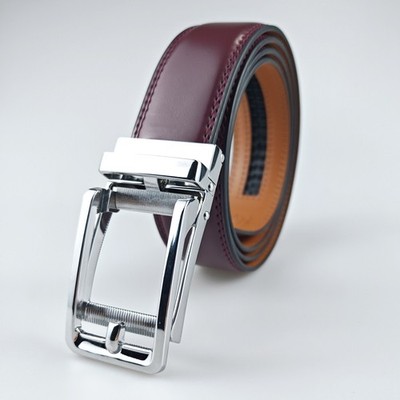 Genuine Leather Mens Ratchet Belt Belts For Men Adjustable Automatic Buckle