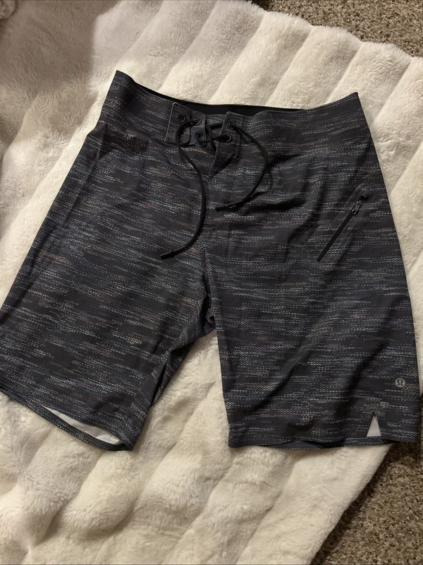 Lululemon Shorts Men 32 Gray Current State Board Shorts Tie String Trunks Pocket