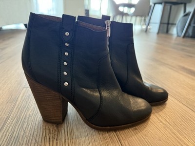 Coach Haven black ankle boots size 8.5B side zip 4 inch heel Interior Wear  