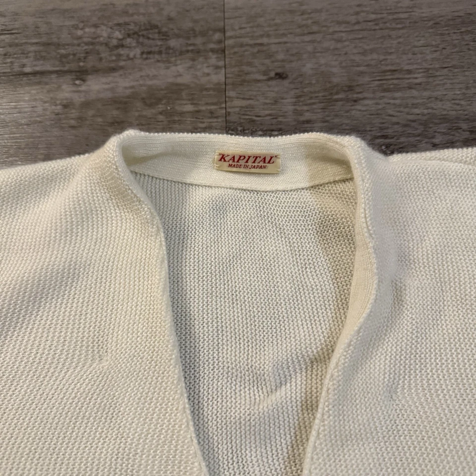 Kapital Smiling Bunny Cardigan Size 3 Cream Color Made In Japan - Image 4 of 4