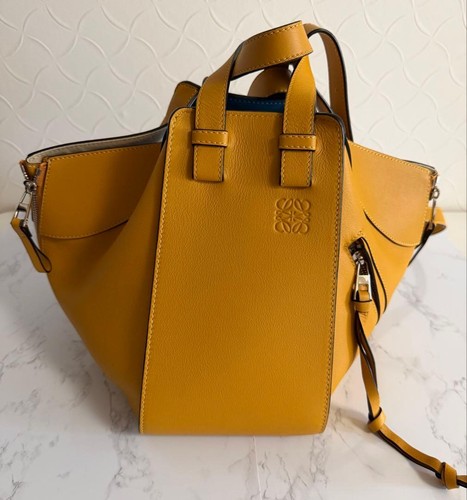 Loewe Hammock Small Mustard Leather Crossbody Tote Bag