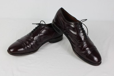 Allen Edmonds Mens 9.5EEE Oxblood Leather Semi Brogue Oxford Dress Shoes Cap Toe