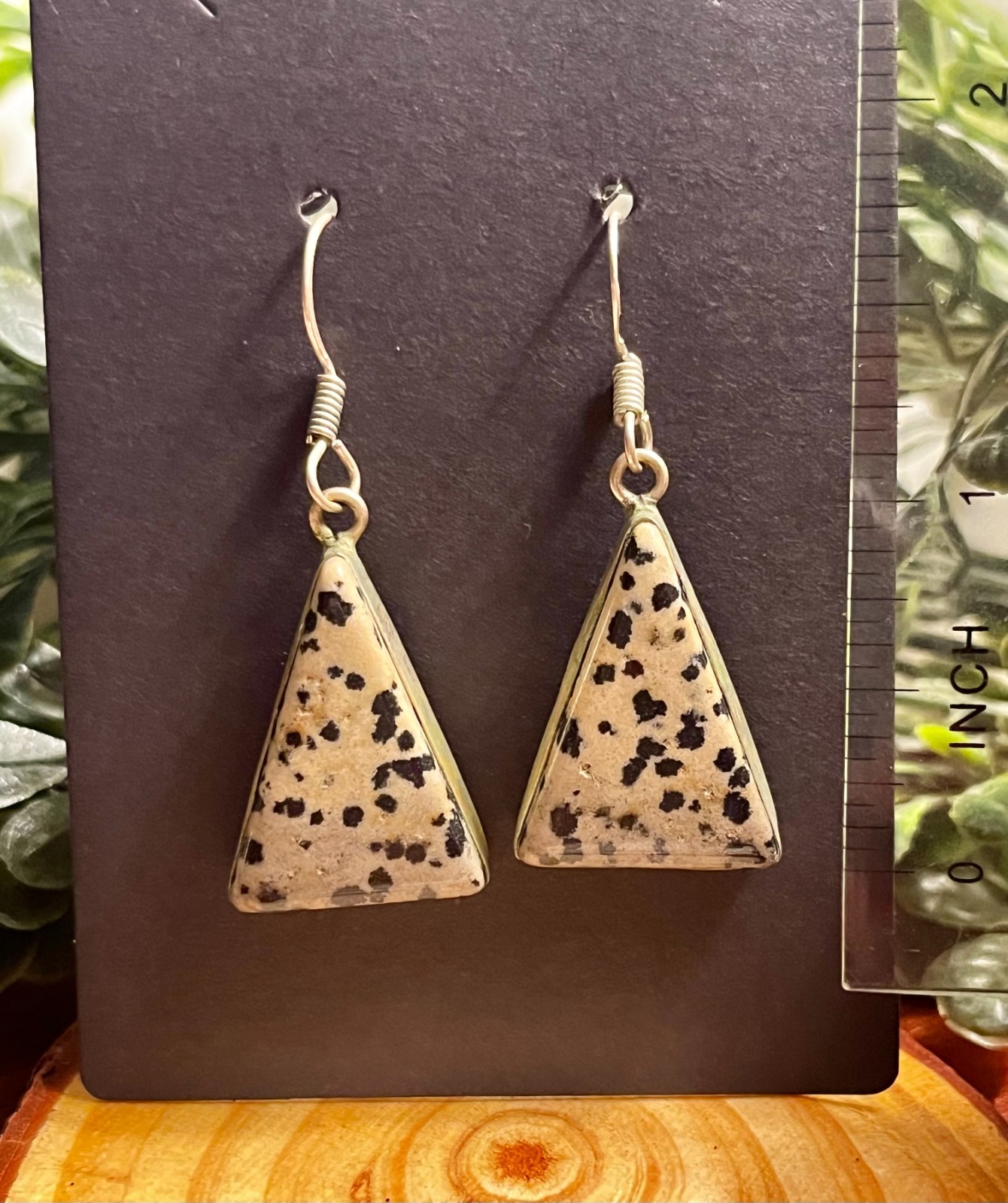 Jasper Triangle Dangle Earrings - image 3