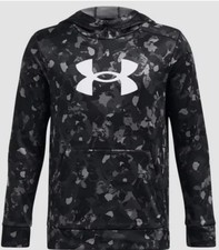 Under Armour Hoodie Youth Medium Black Camo Logo Pullover Sweatshirt Boys