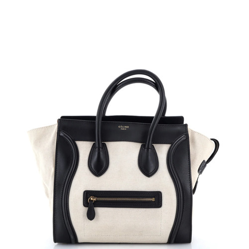 Celine Luggage Bag Canvas and Leather Micro