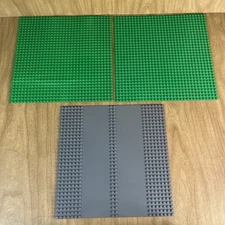 Lot Of 3 Lego Green & Gray Baseplates Base Plates 10x10”