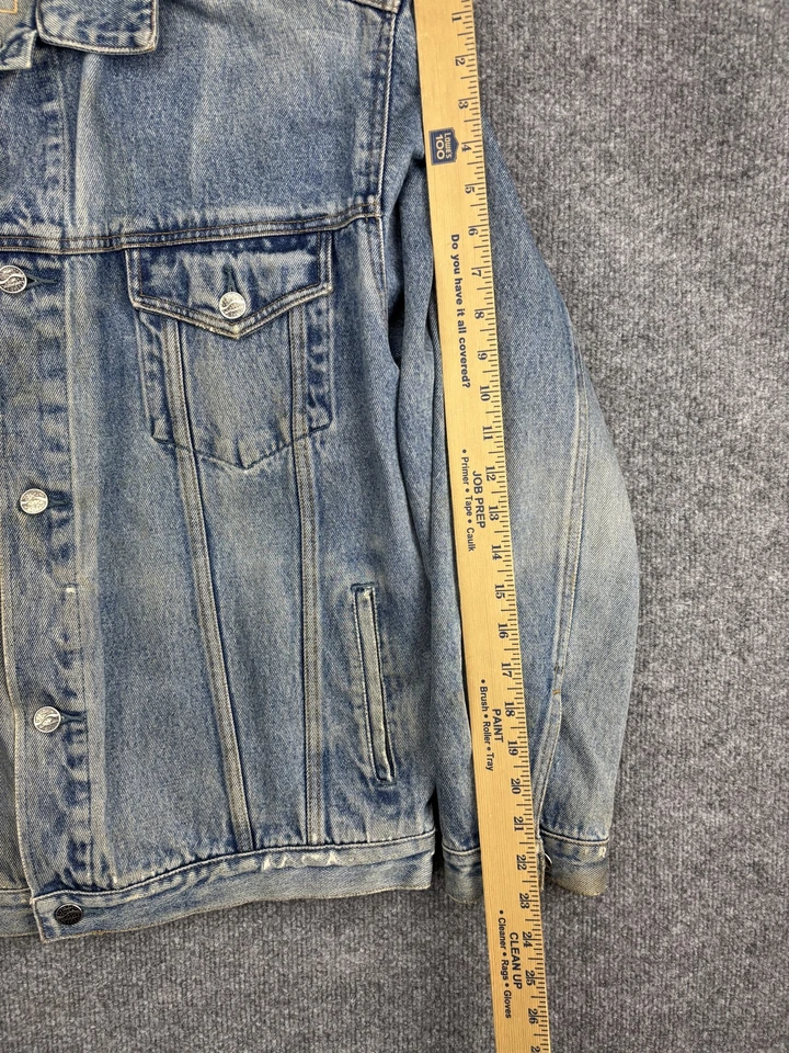 Vintage Port Authority Jacket Mens Large Denim Southwestern Aztec Wool Lined 90s - Image 4 of 4