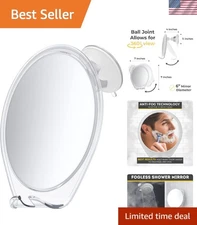 Fogless Shower Mirror with Suction Mount Swivel Acrylic Bathroom Mirror