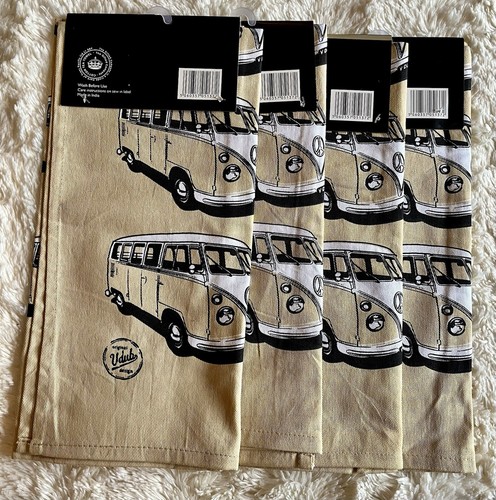 VW CAMPER VAN TEA TOWEL QUALITY 100% COTTON BEIGE BNWT HANGING LOOP LARGE SIZE - Picture 8 of 8