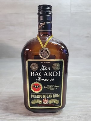Vintage Bacardi Ron Reserve Bottle - Empty Bottle Puerto Rican Rum With Bag
