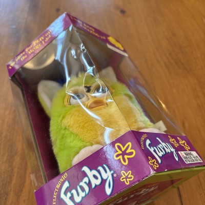 Rare! 1998 Kiwi Furby Lime Green, Yellow, Dark Blue Hair Sealed