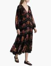 Farm Rio Chenille Flowers Floral V-Neck Maxi Dress size S