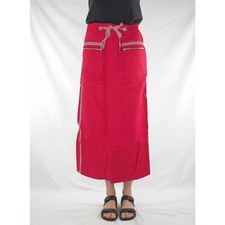 Extyn Gonna Donna Rosso M Al Polpaccio Dritta Vita Media Tasche Zip Spacco Chic