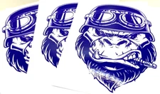 GORILLA STICKER SALE!! Mechanic Biker Helmet  BLUEISH/PURP 5”x4” decal X3