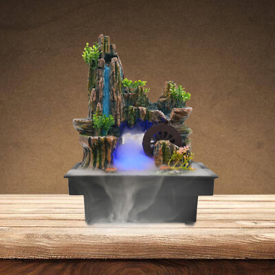 Indoor LED Waterfall Desktop Fountain Atomizer for Home Office Meditation Decor