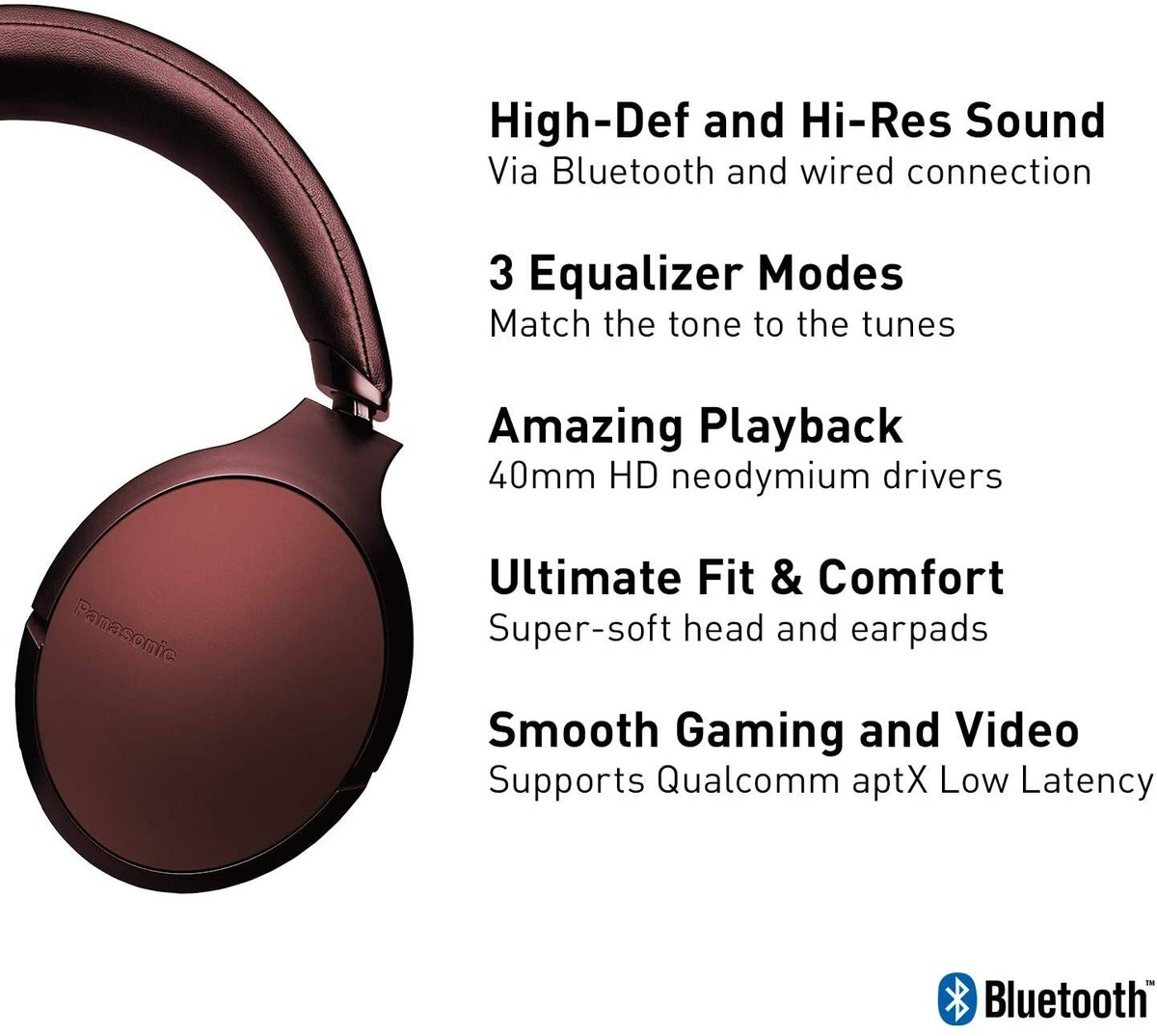 Panasonic RP-HD305B Premium Hi-Res Wireless Bluetooth Over The Ear  Headphones | eBay Australia