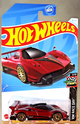 2024 Hot Wheels #99 HW Race Day 3/10 PAGANI ZONDA R Dark Red w/Gold Euro Lace Sp