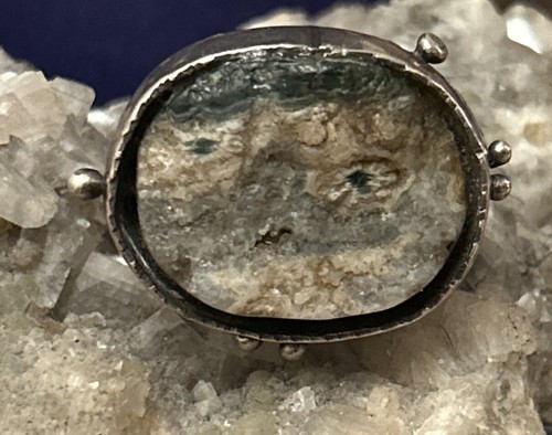 Vintage custom-made green Kyanite Gemstone Sterling Silver Heavy Ring Size 8 - Picture 21 of 21