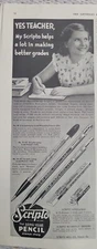 1937 Scripto Long lead mechanical pencil yes Is teacher better grade  vintage ad
