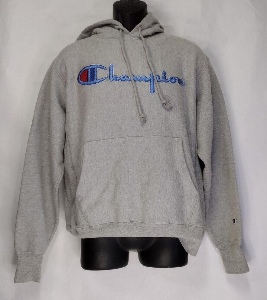 CHAMPION GRAY REVERSE WEAVE VINTAGE SCRIPT LOGO HOODIE SWEATSHIRT SZ Medium
