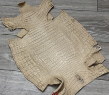 Tan Ivory Genuine Caiman Crocodile belly Hide Leather Skin real alligator Croc 4