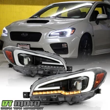 For 2015-2021 Subaru WRX STI Black LED Sequential Signal Projector Headlights