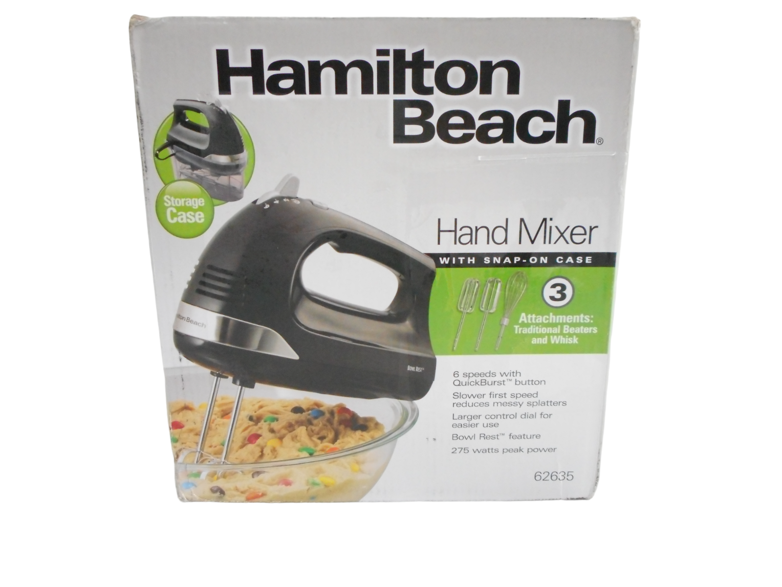 Hamilton Beach 62635 Hand Mixer With Snapon Case Black New In Box