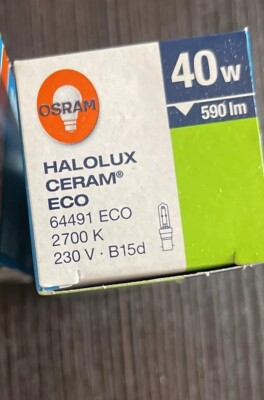 OSRAM HALOLUX CERAM Eco Halogen B15d 40W 230V klar 64491 NEU OVP