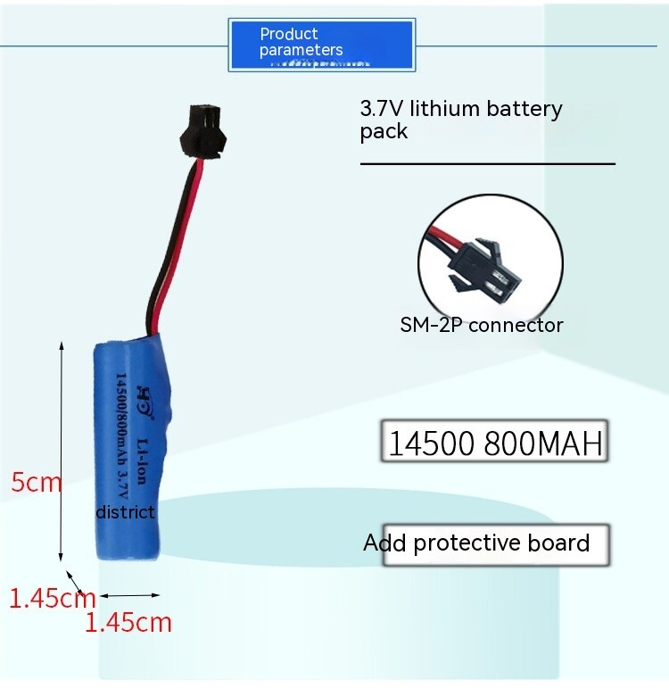 3.7v 7.4v 500mah 14500 Li-Ion Battery for RC Kid Electric Toy