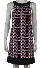 Ann Taylor Factory Womens Dress Size 4P Black Geo Shift Knee Length Sleeveless